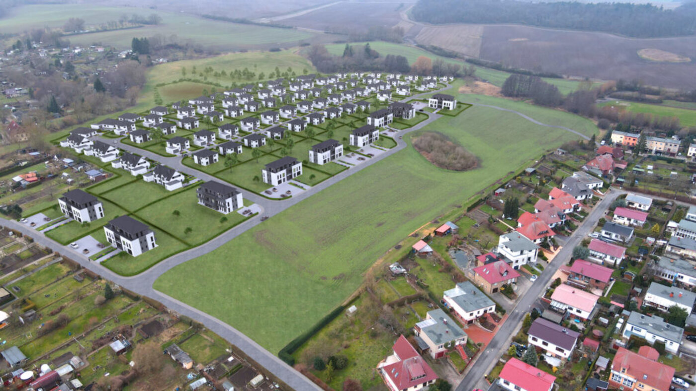 Luftbild-Visualisierung Baugebiet Mühlenblick, Übersicht aller Baufelder